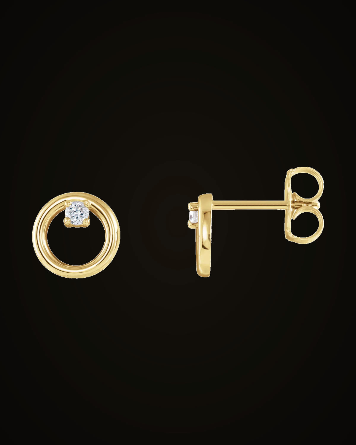 0.06 CTW Natural Diamond Circle Stud Earrings With Backs — 14K Yellow Gold