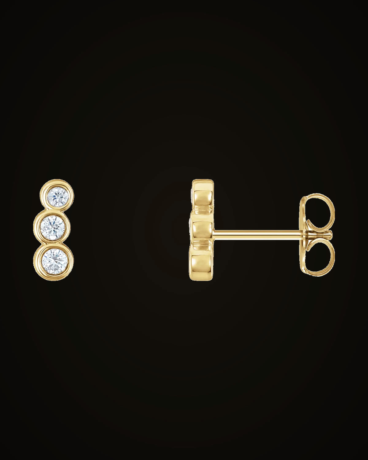 1/8 CTW Natural Diamond Graduated Petite Ear Climbers — 14K Yellow Gold