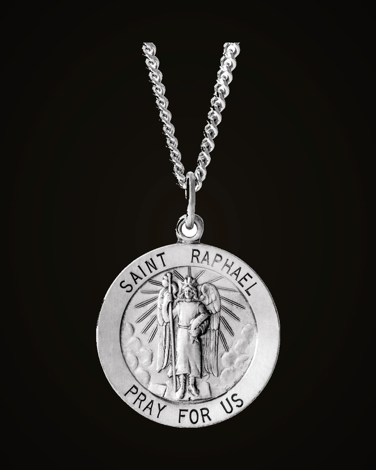 Round St. Raphael Necklace — Rhodium-Plated on Sterling Silver