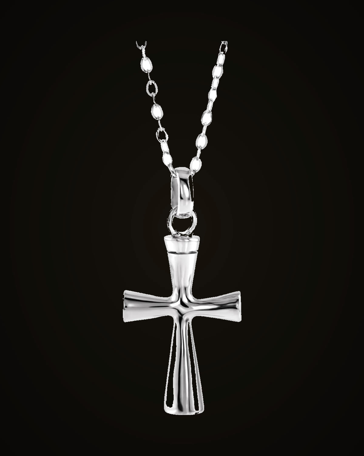 Plain Cross Ash Holder Necklace — Rhodium-Plated on Sterling Silver