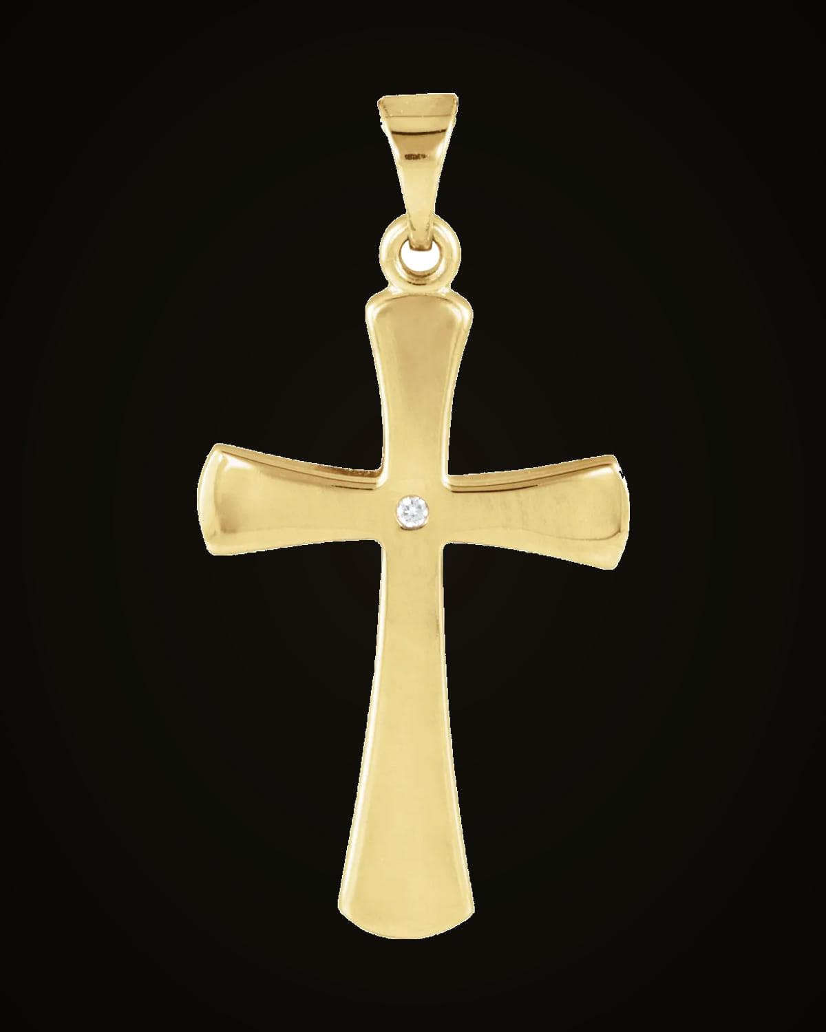 0.005 Ct Natural Diamond Cross Pendant — 14K Yellow Gold