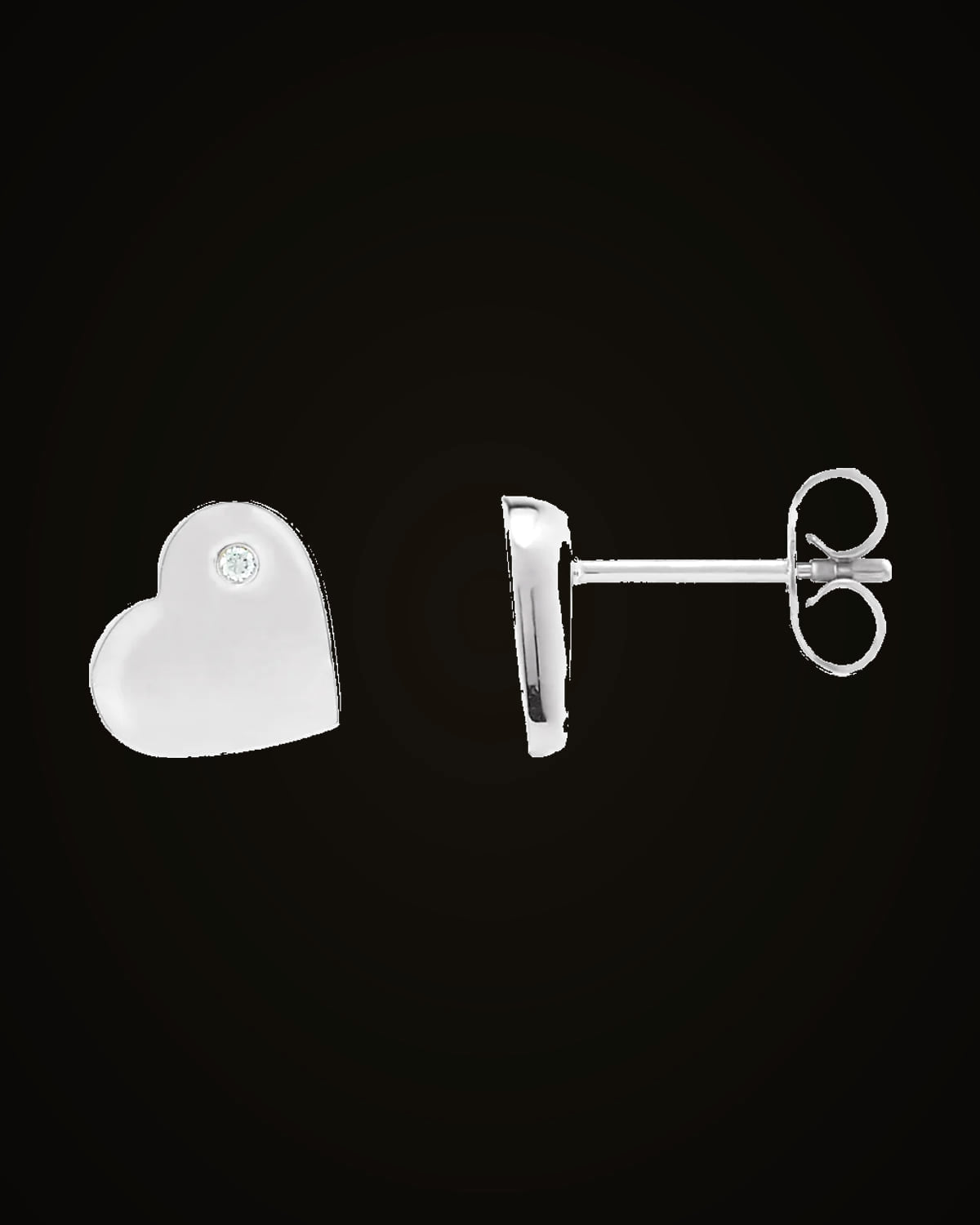 0.015 CTW Natural Diamond Heart Earrings — 18K White Gold-Plated on Sterling Silver