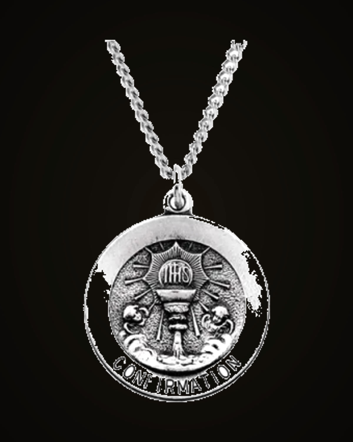 Round Confirmation Necklace — Rhodium-Plated on Sterling Silver