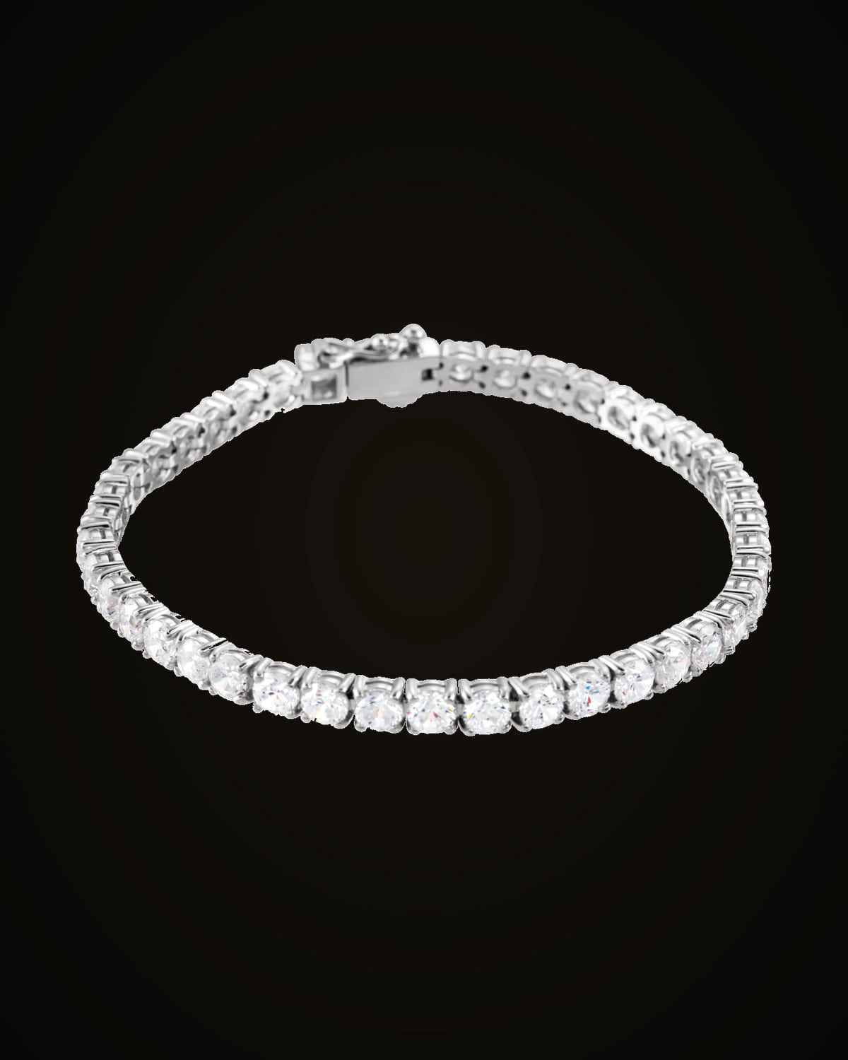 Imitation White Cubic Zirconia Bracelet — Rhodium-Plated on Sterling Silver · 3 mm · Imitation Cubic Zirconia