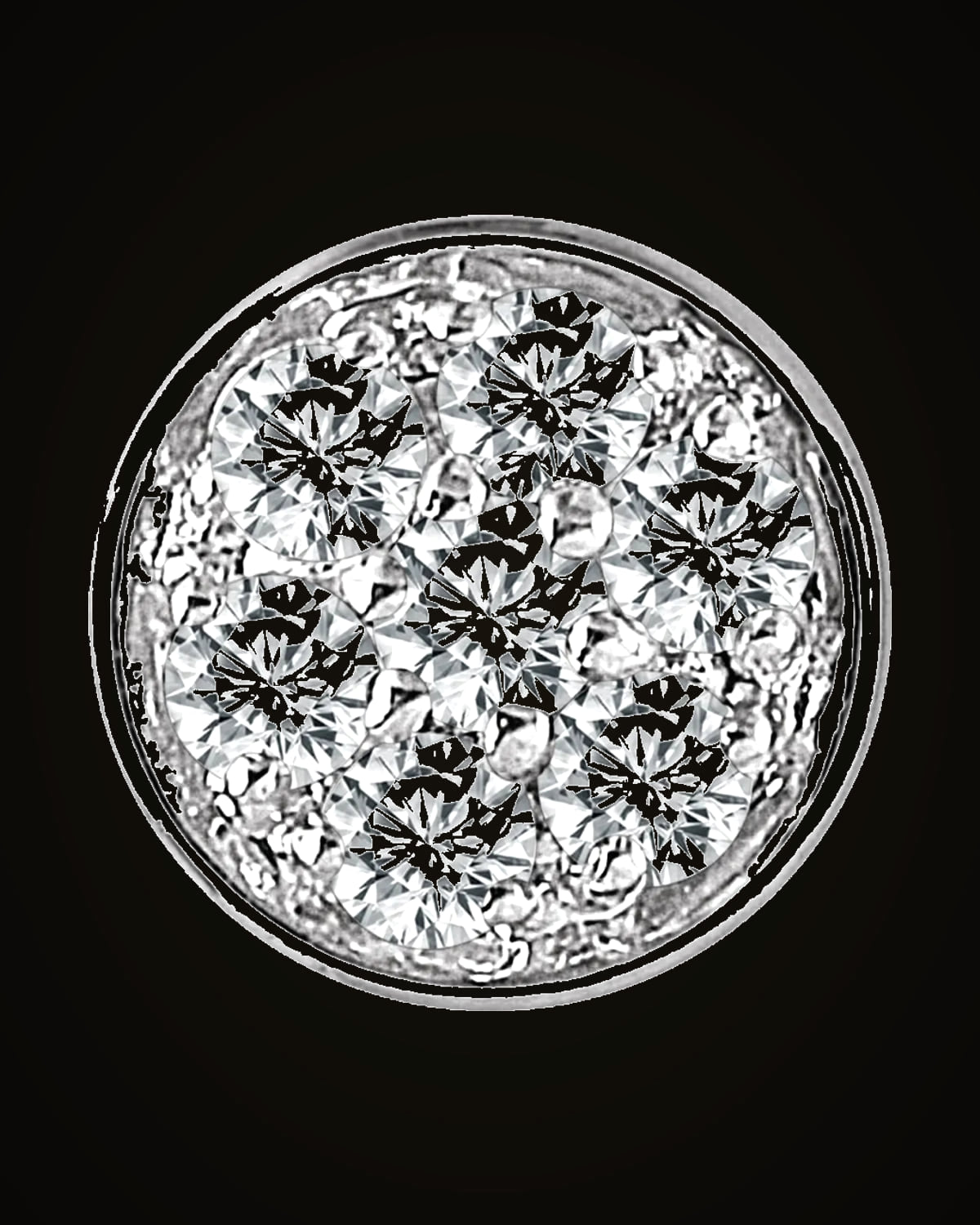 0.07 CTW Natural Diamond Pave Pendant — Rhodium-Plated on 14K White Gold · I1 · H+