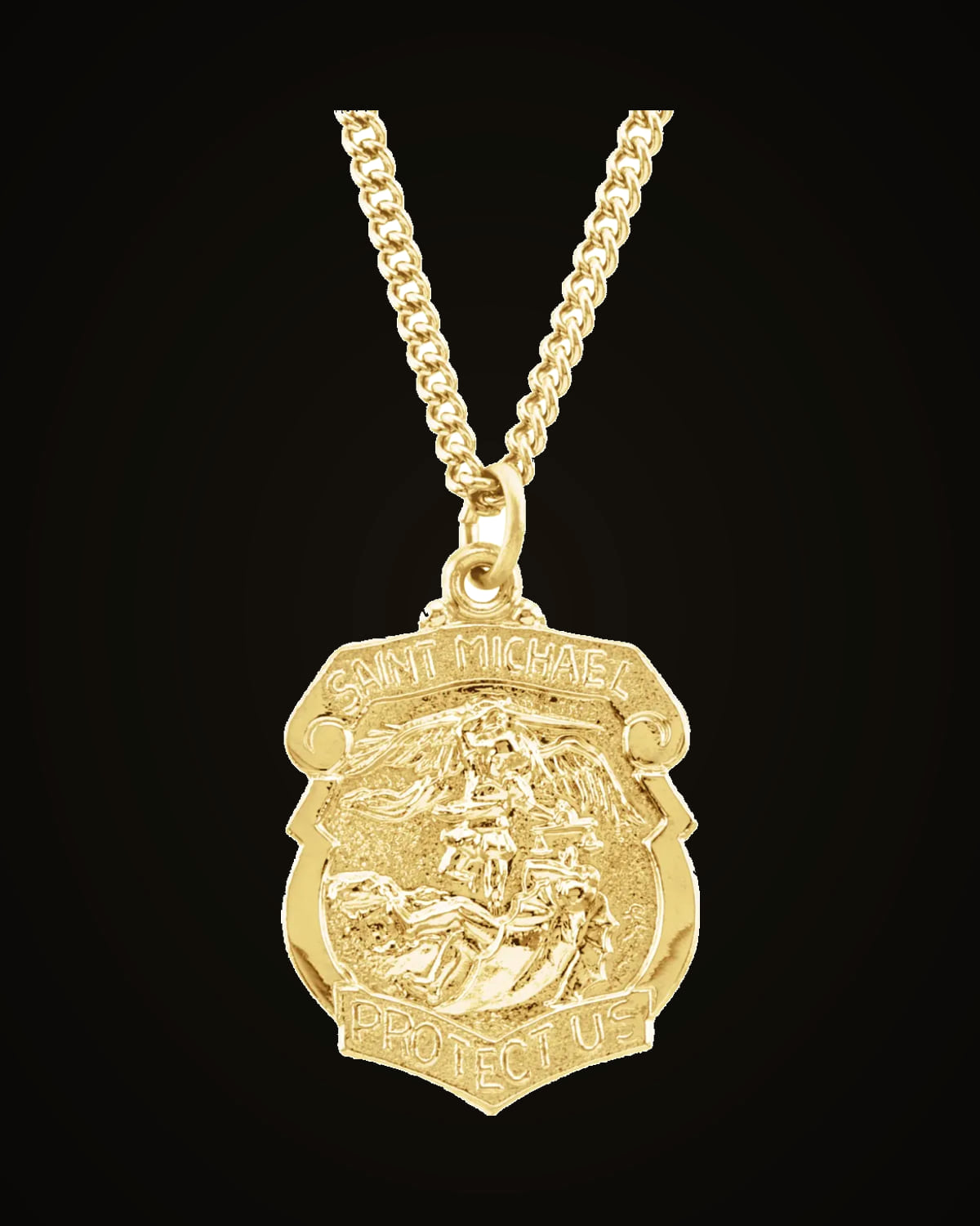 St. Michael Necklace — 24K Gold-Plated on 24K Yellow Gold-Plated