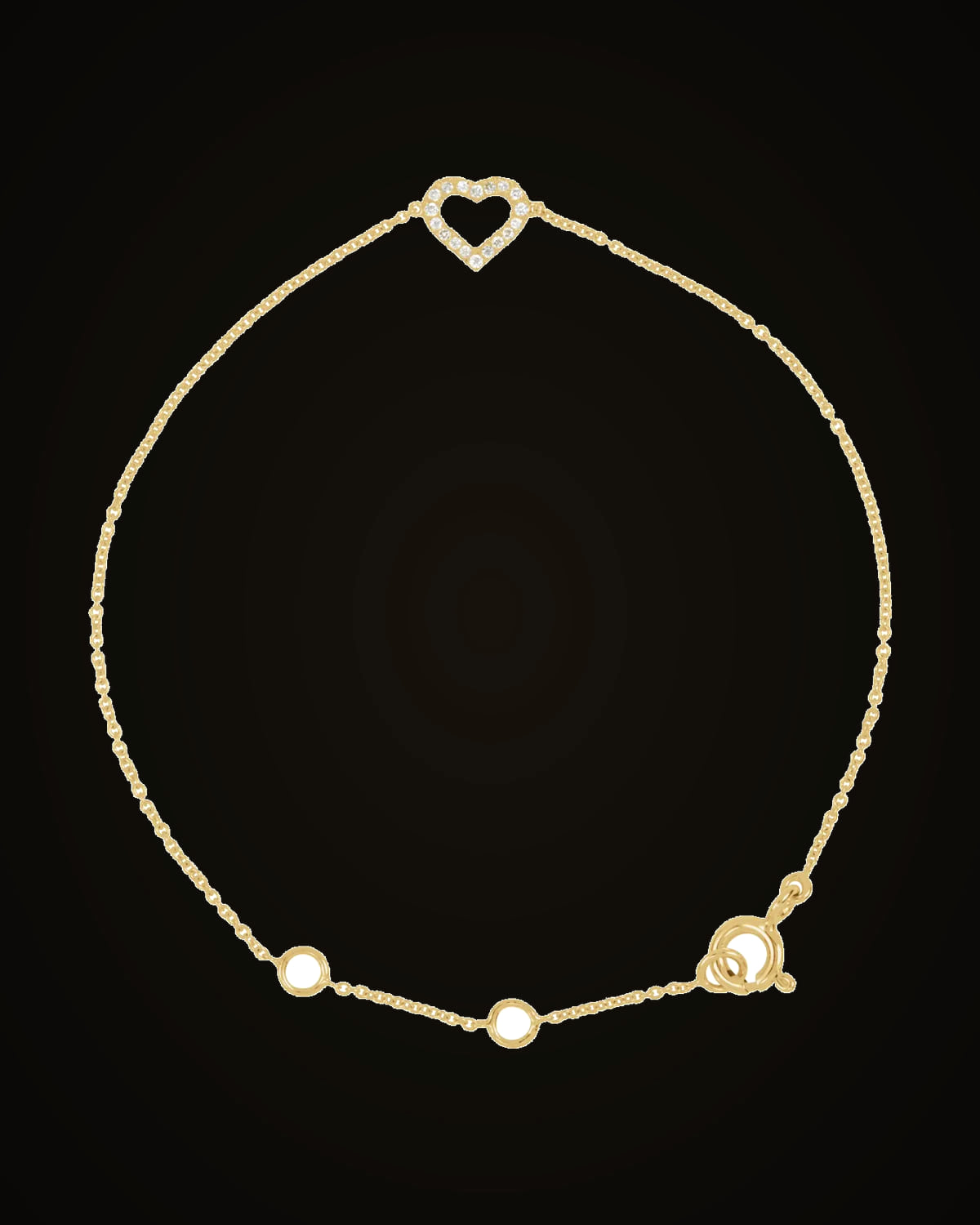 0.06 CTW Natural Diamond Heart Bracelet — 14K Yellow Gold · I1 · H-I