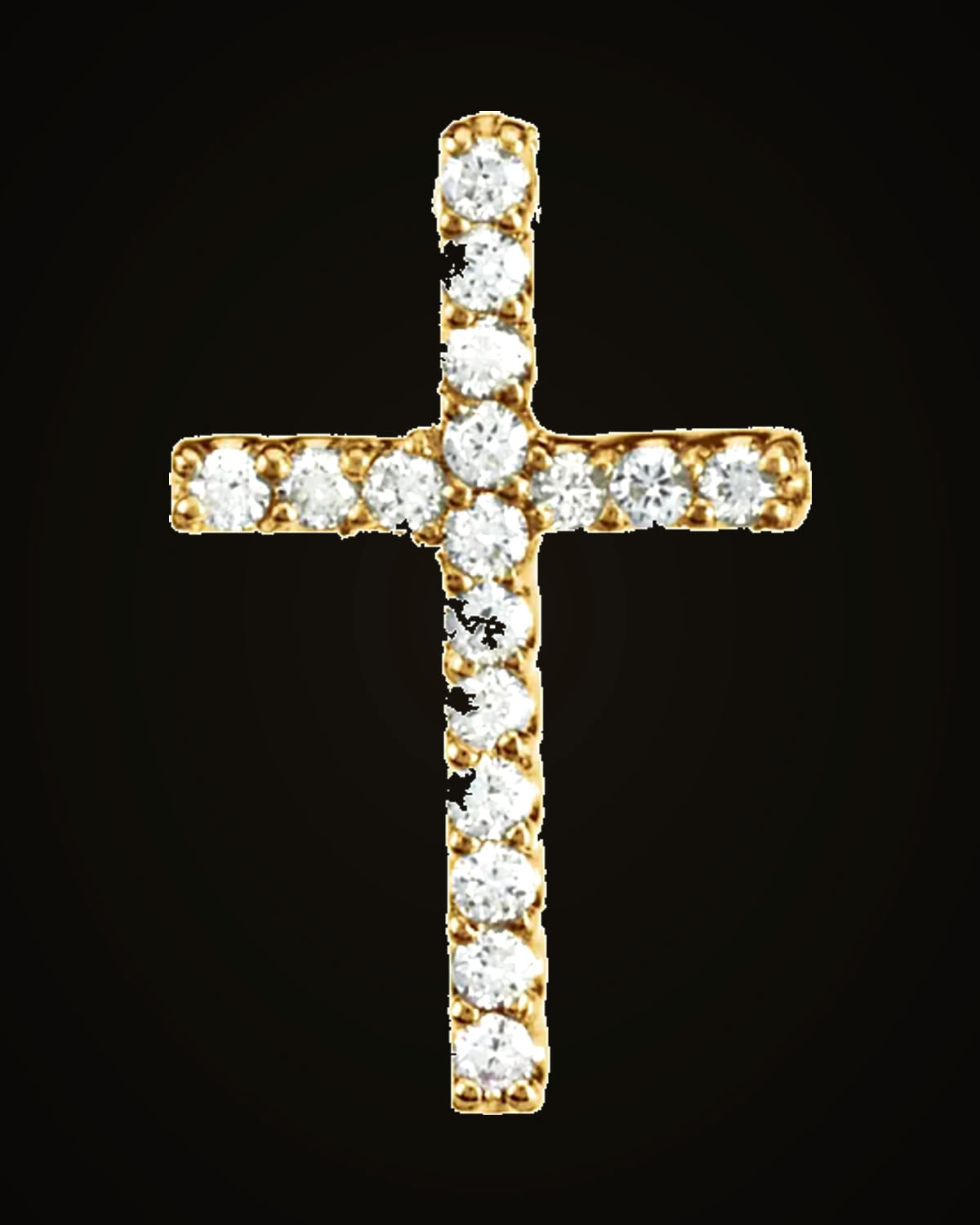 0.06 CTW Natural Diamond Petite Cross Pendant — 14K Yellow Gold