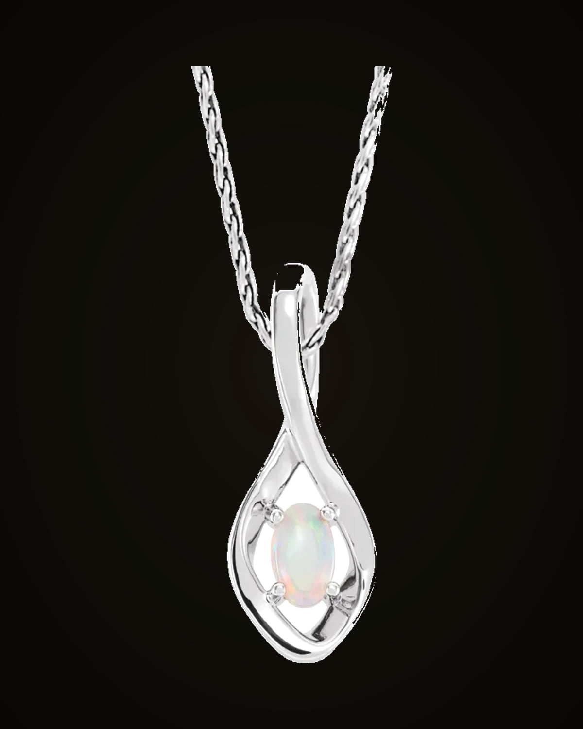 Natural White Opal Necklace — Sterling Silver · 5 x 3 mm · Natural Opal