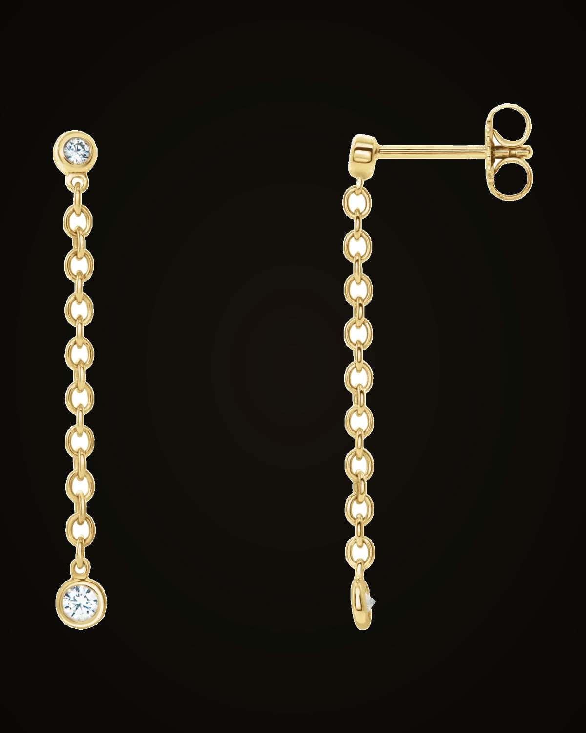 1/5 CTW Natural Diamond Chain Earrings — 14K Yellow Gold