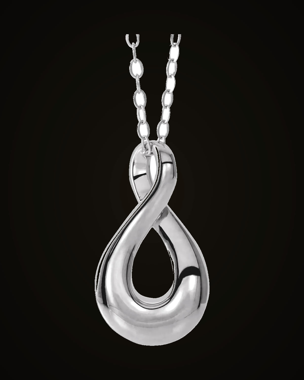 Infinity-Inspired Ash Holder Necklace — Rhodium-Plated on Sterling Silver
