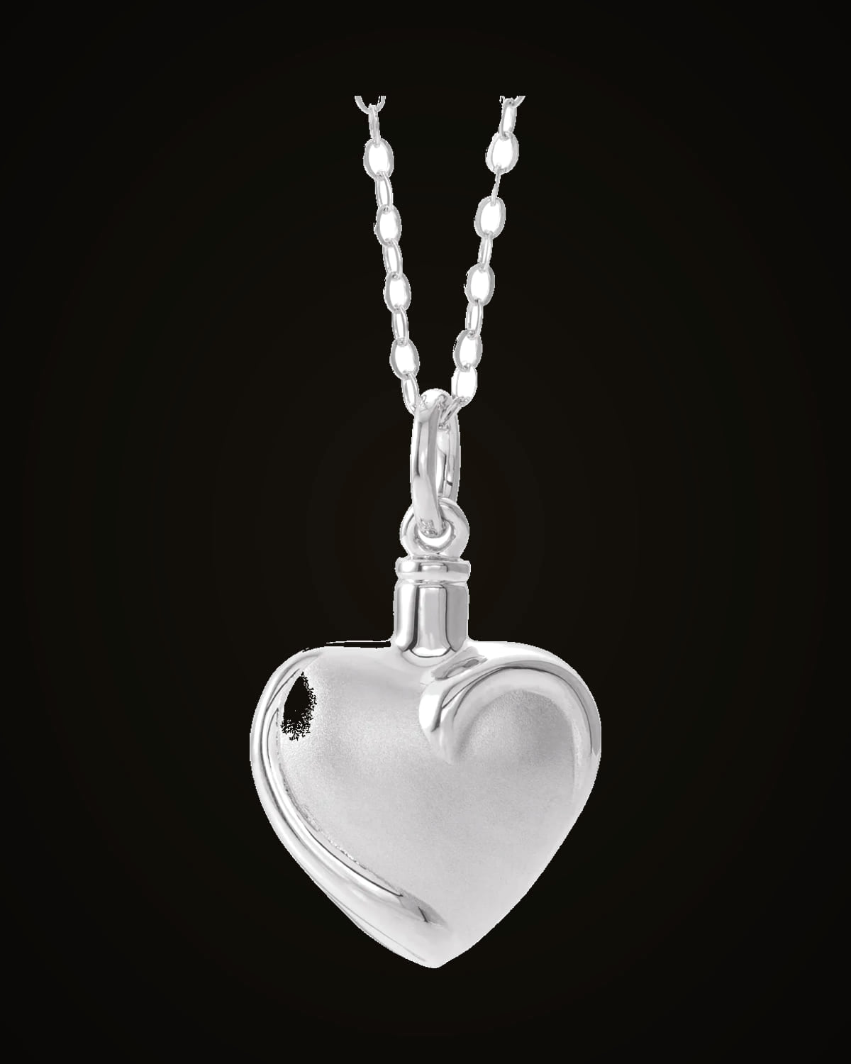 Fancy Heart Ash Holder Necklace — Rhodium-Plated on Sterling Silver