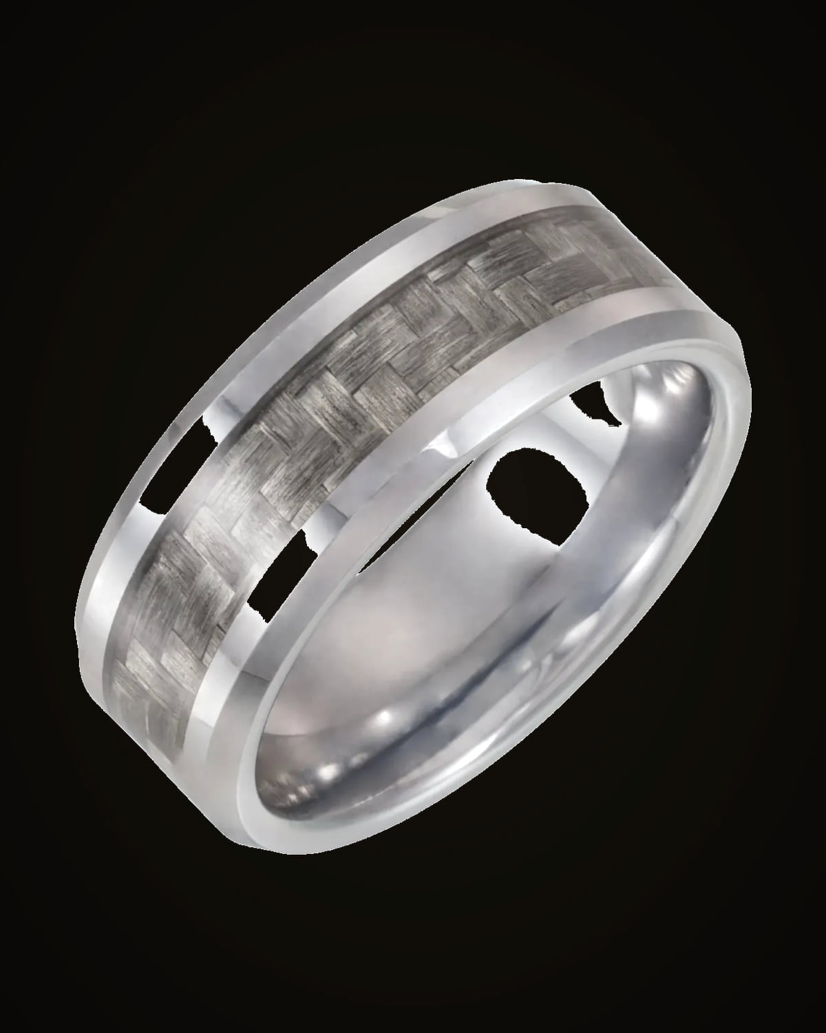 Carbon Fiber Inlay Comfort-Fit Band — Tungsten · 6 mm · Size 10