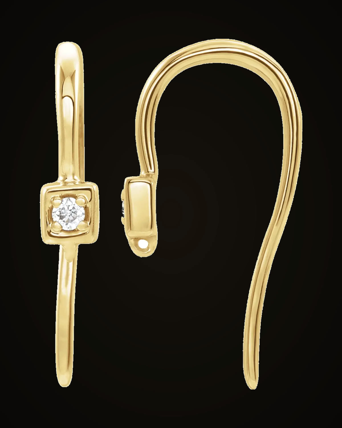 0.015 Ct Natural Diamond Earring Top — 14K Yellow Gold · I1 · H+