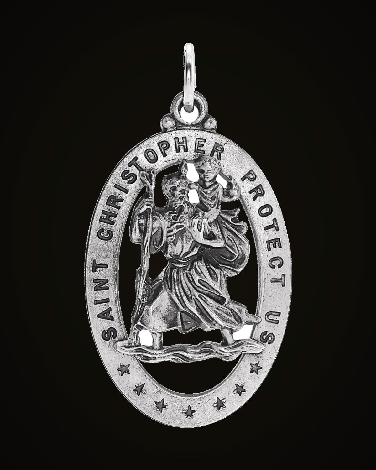 Oval St. Christopher Medal — Sterling Silver · 0.03 CTW