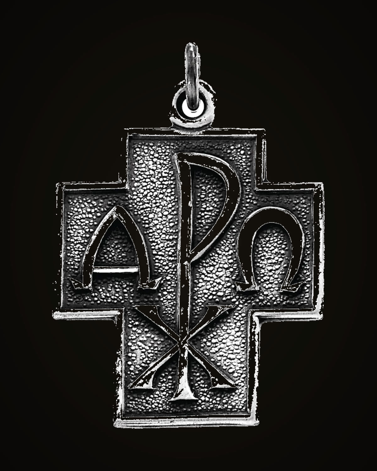 Alpha Omega Cross Necklace — Rhodium-Plated on Sterling Silver