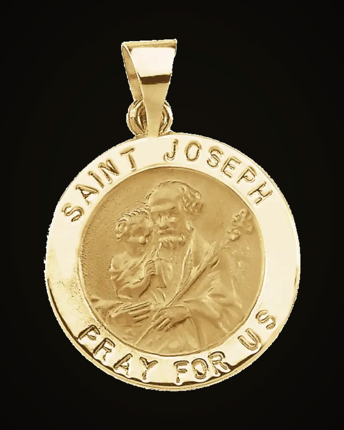 Round Hollow St. Joseph Medal — 14K Yellow Gold