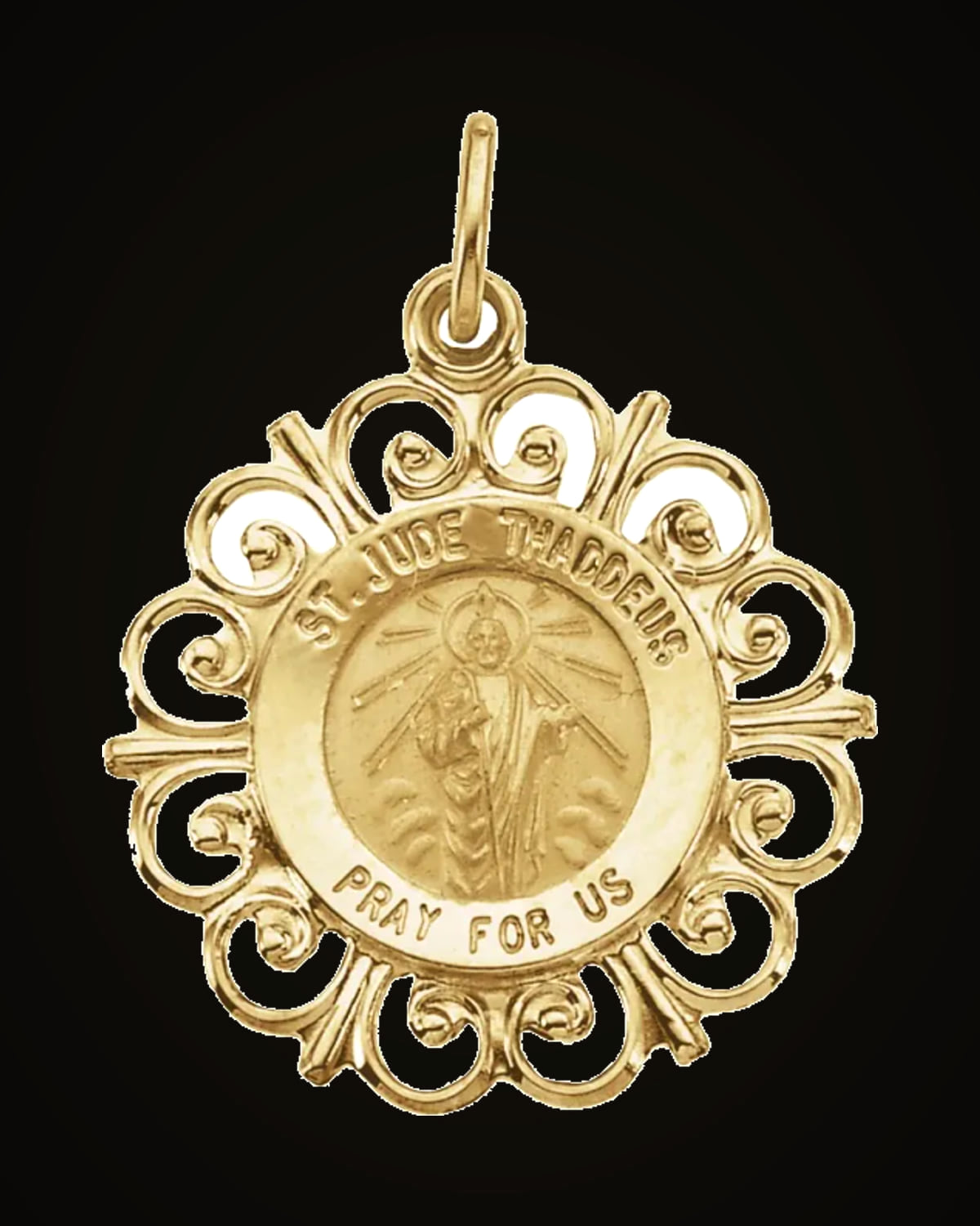 "Round St, Jude Medal" — 14K Yellow Gold