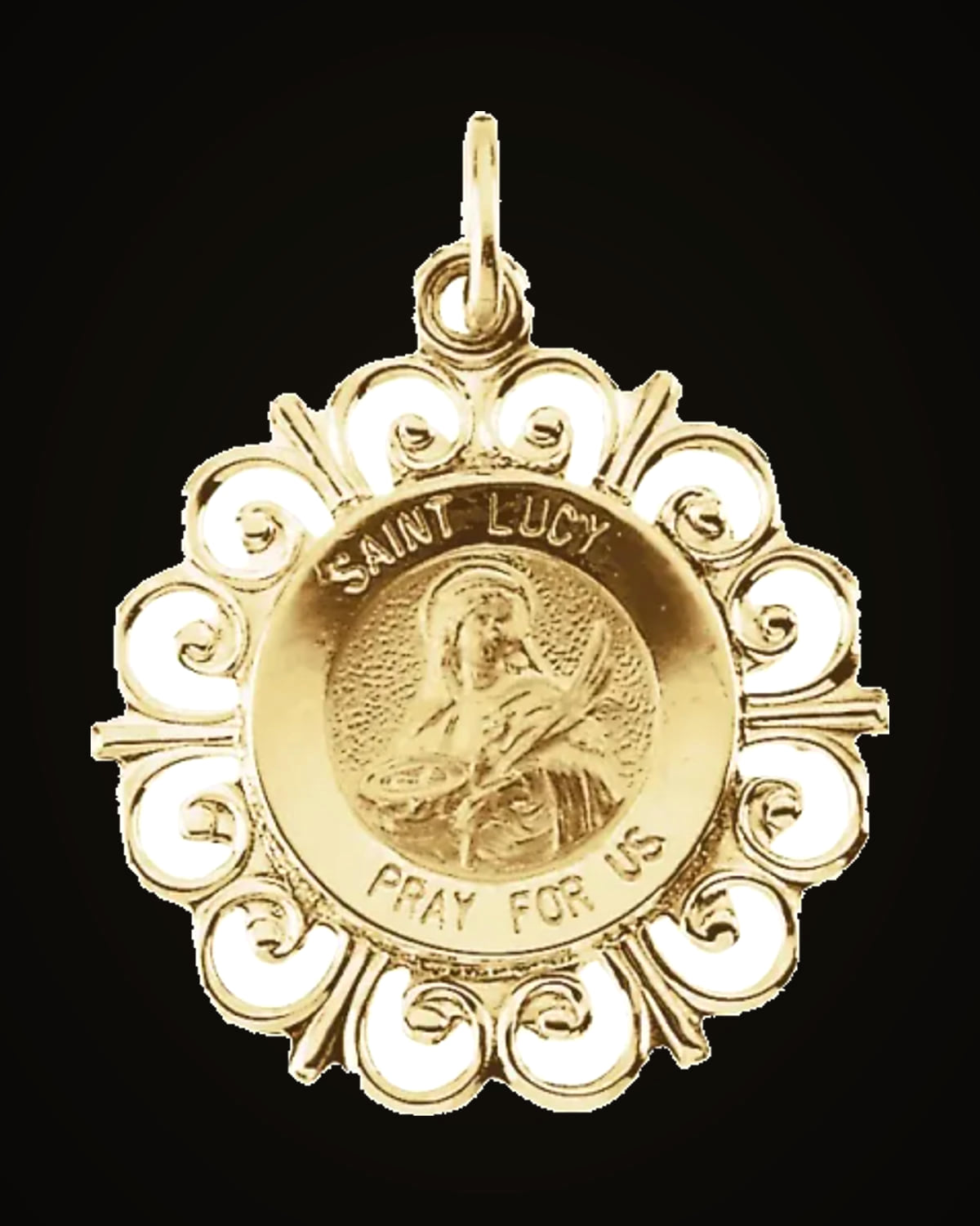 Round St. Lucy Medal — 14K Yellow Gold