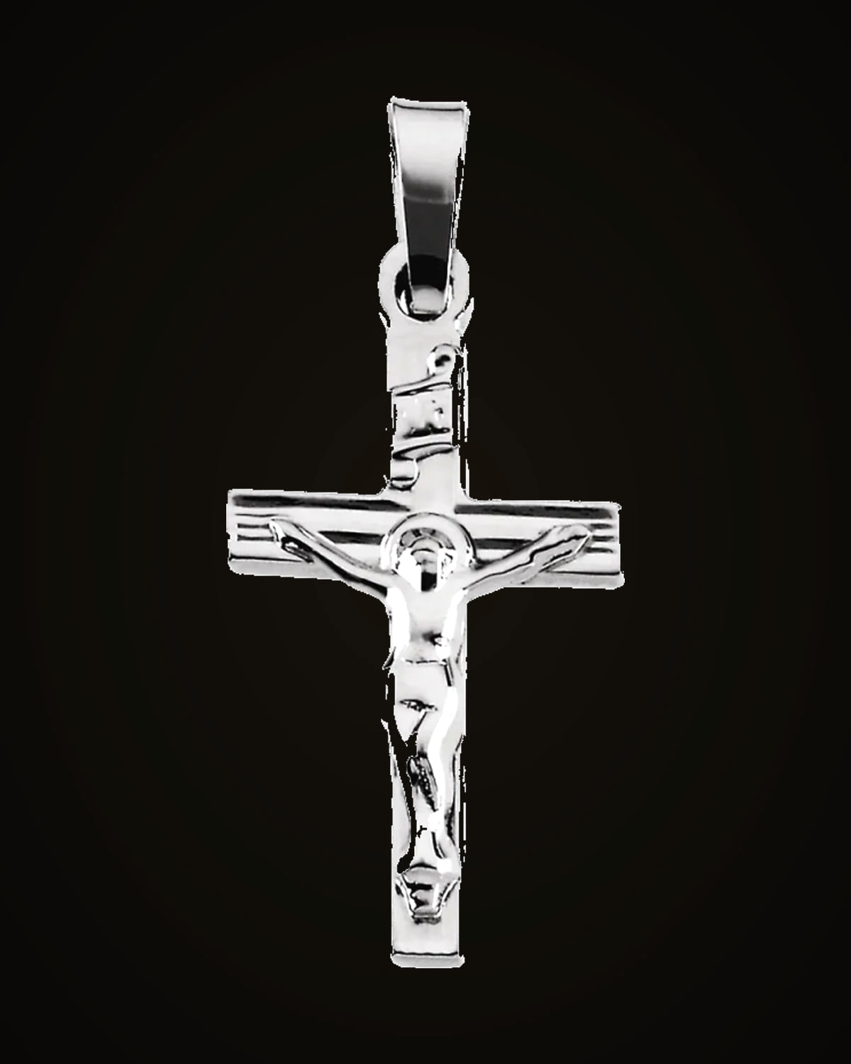 Crucifix Pendant — Rhodium-Plated on 14K White Gold