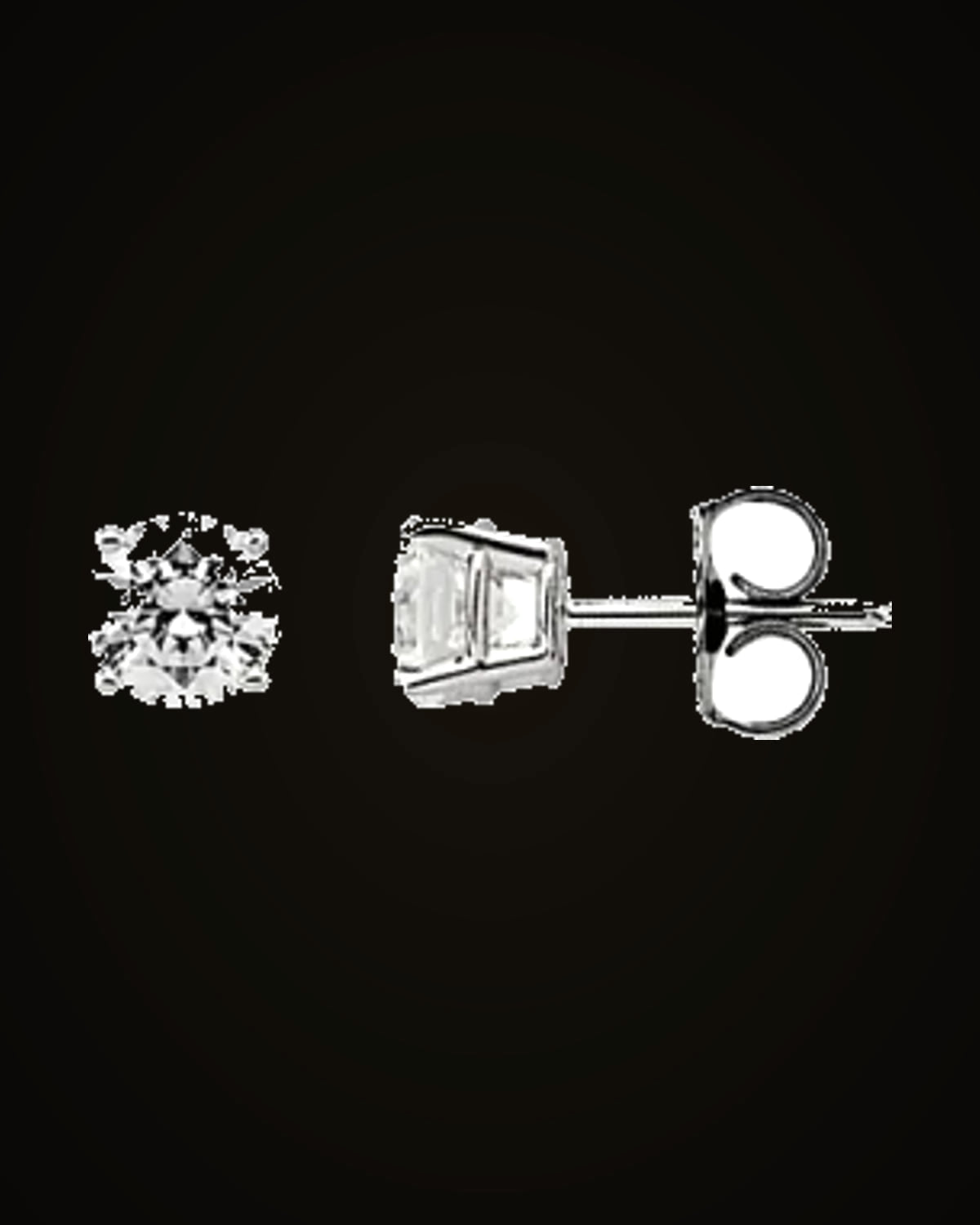 Imitation White Cubic Zirconia Earrings — Rhodium-Plated on 14K White Gold · 6 mm