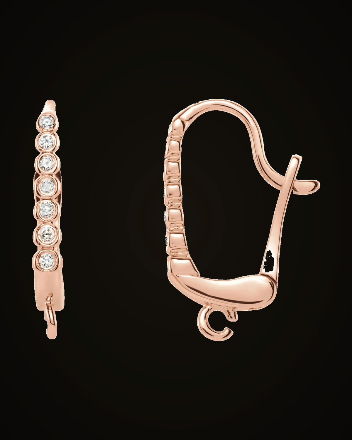 0.04 CTW Click-In Lever Back Earring Top — 14K Rose Gold-Plated · I1 · G-H