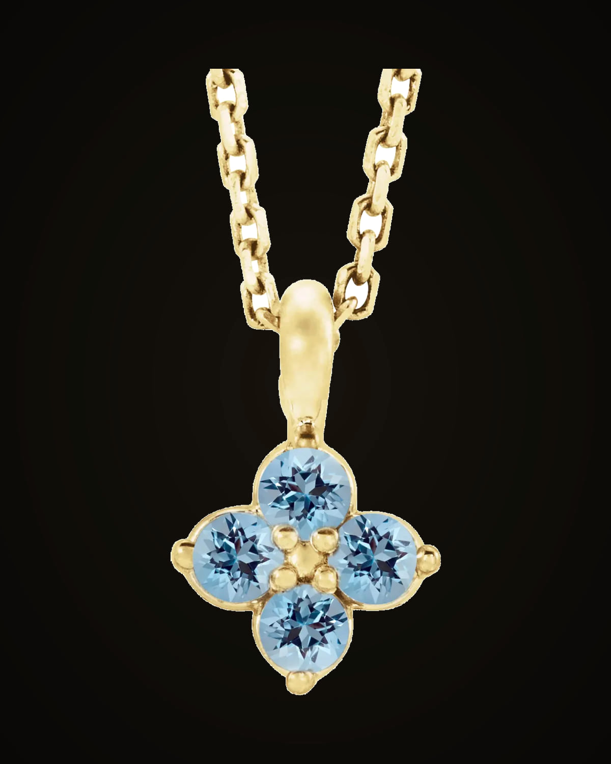 Youth Natural Aquamarine Necklace — 14K Yellow Gold · 2 mm