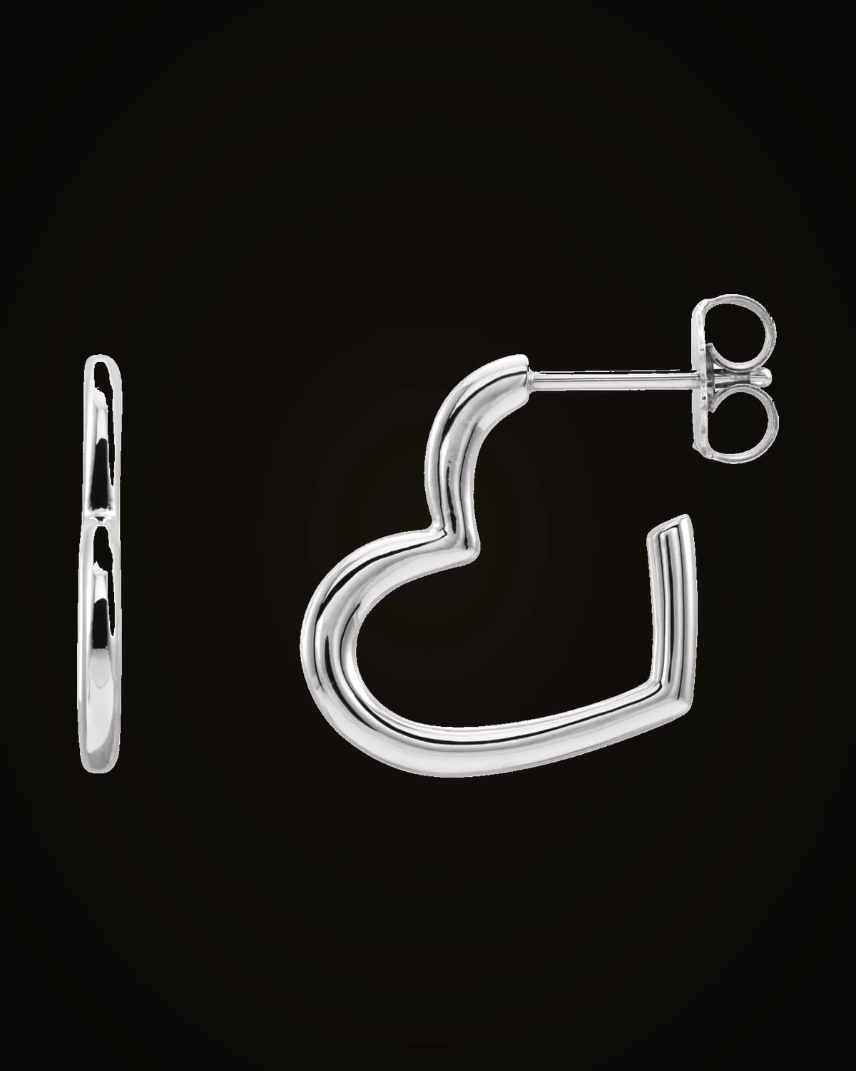 Heart Hoop Earrings With Backs — Sterling Silver