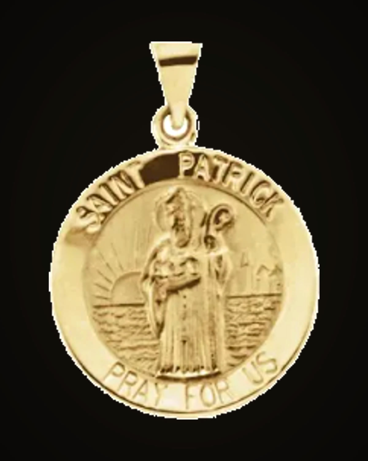 Round Hollow St. Patrick Medal — 14K Yellow Gold