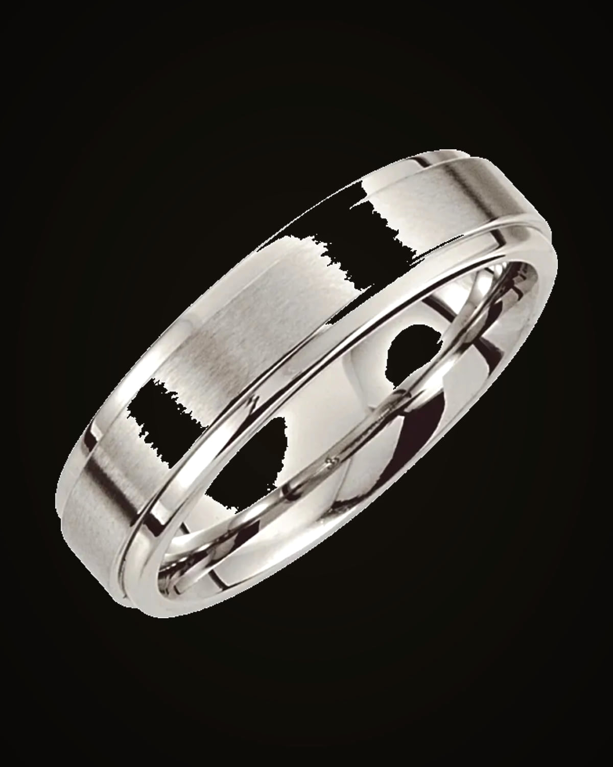 Stepped-Edge Comfort-Fit Flat Band With Satin Finish — Cobalt · 6 mm · Size 12.5
