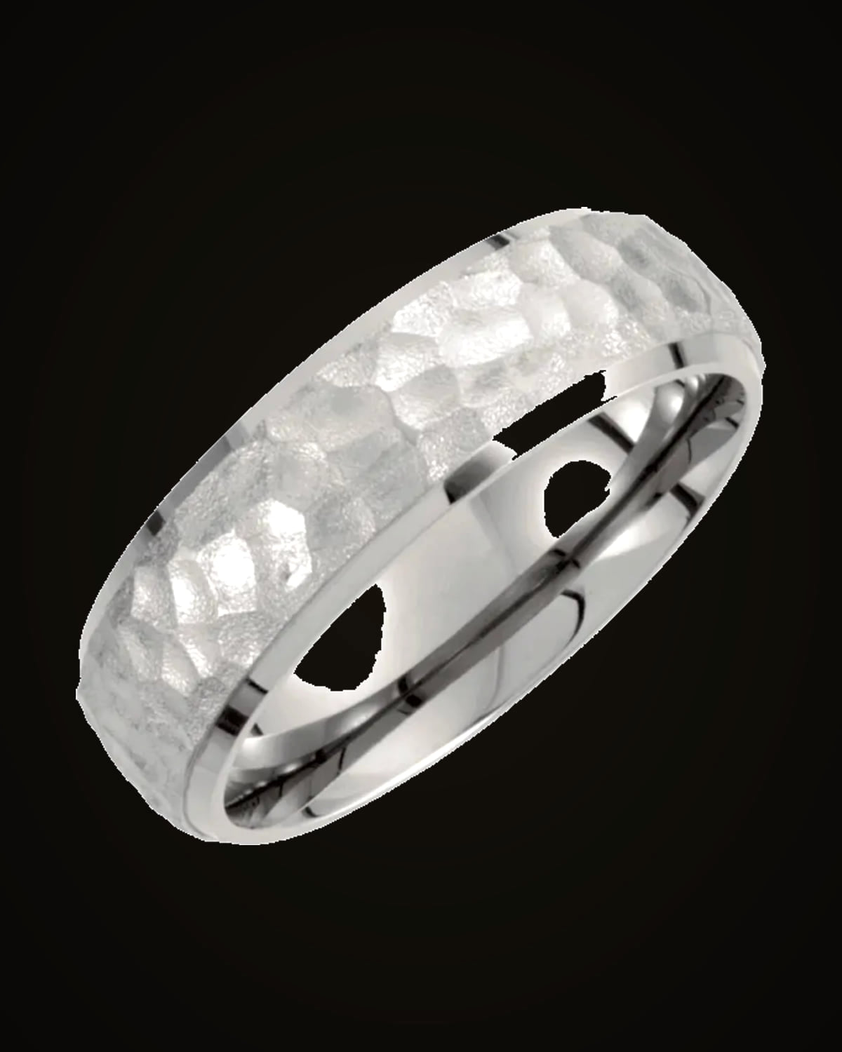 Beveled-Edge Inlay Standard Fit Band With Hammer Finish — Titanium · 7 mm · Size 12