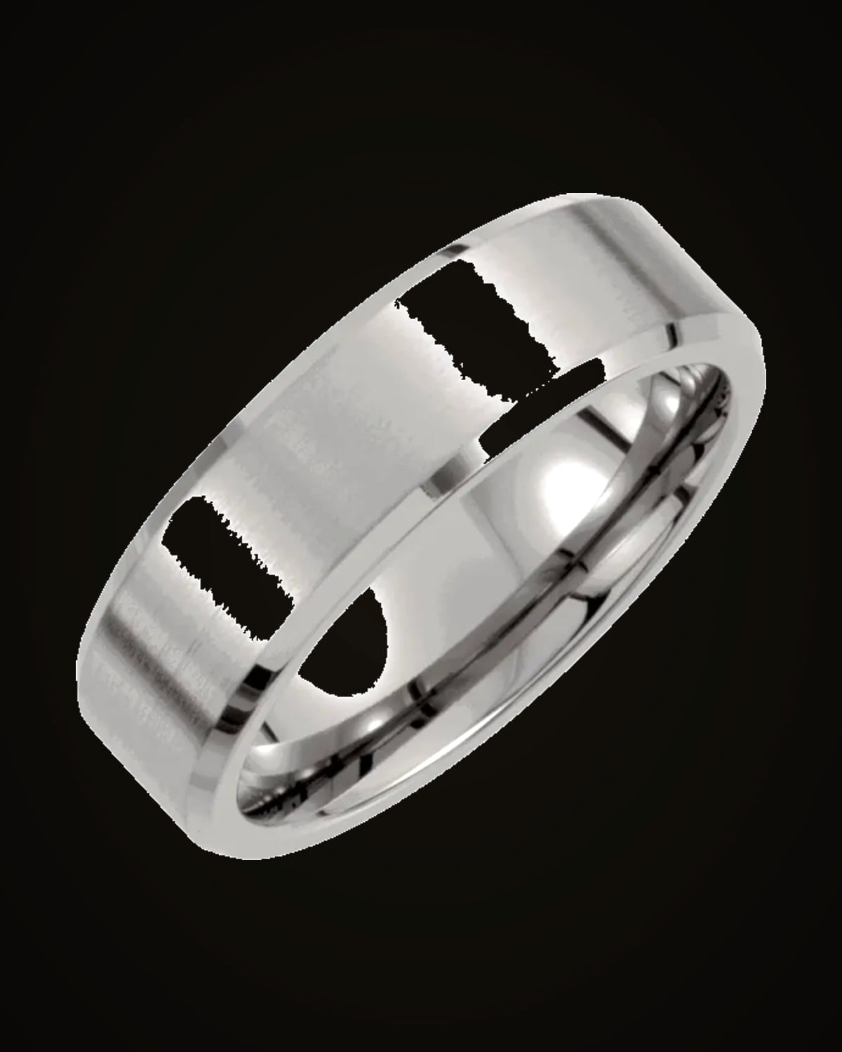 Beveled-Edge Inlay Comfort-Fit Band With Satin Finish — Titanium · 7 mm · Size 11