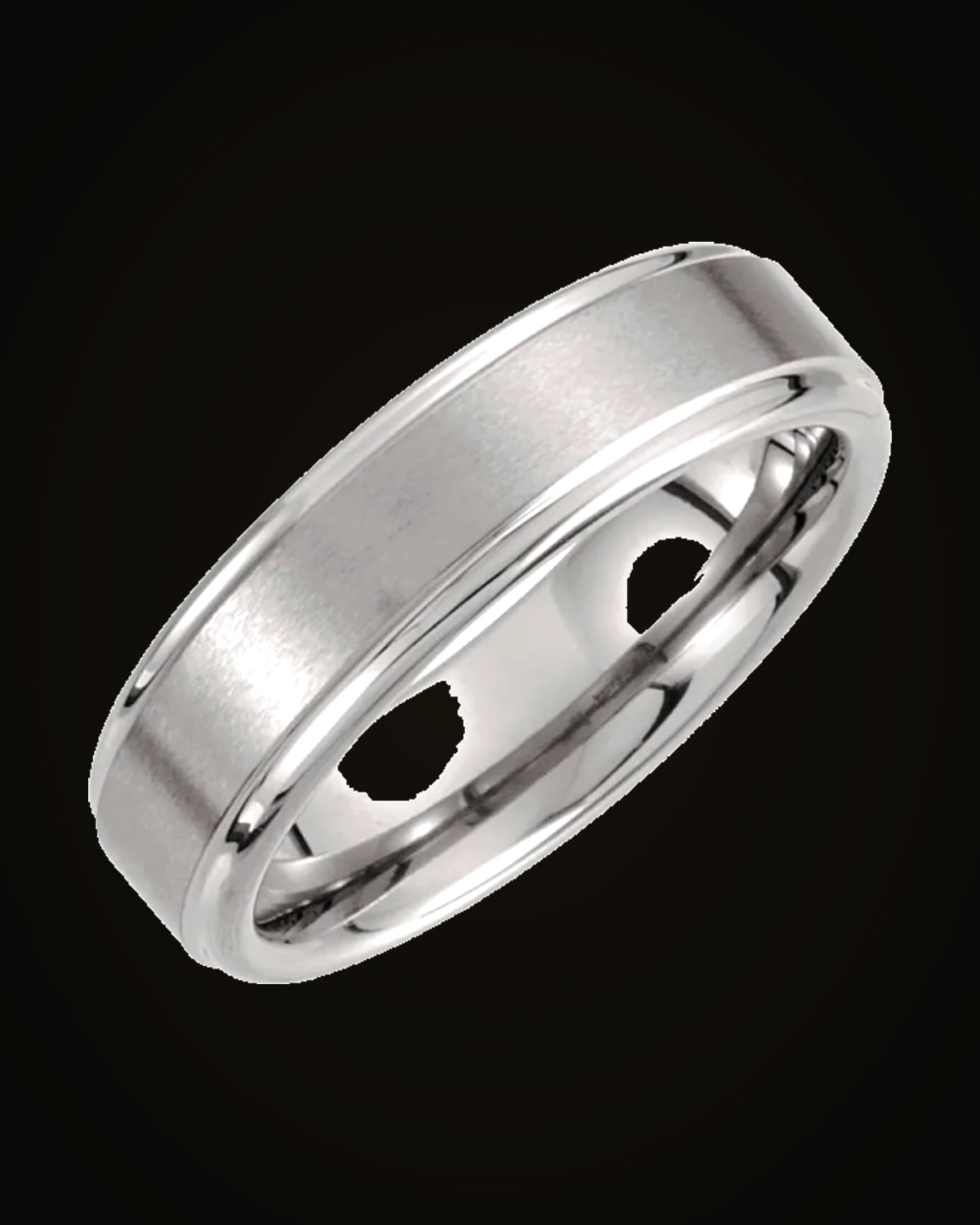 Stepped-Edge Inlay Comfort-Fit Band With Satin Finish — Tungsten · 6 mm · Size 10.5