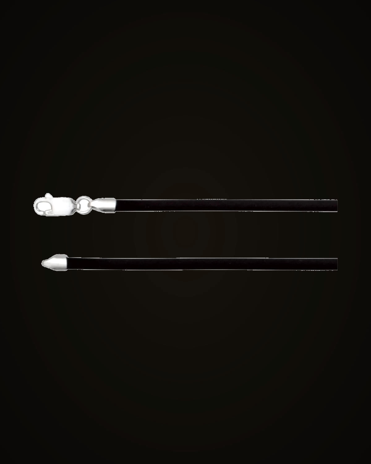 Black Rubber Cord — Silver-Plated on Sterling Silver