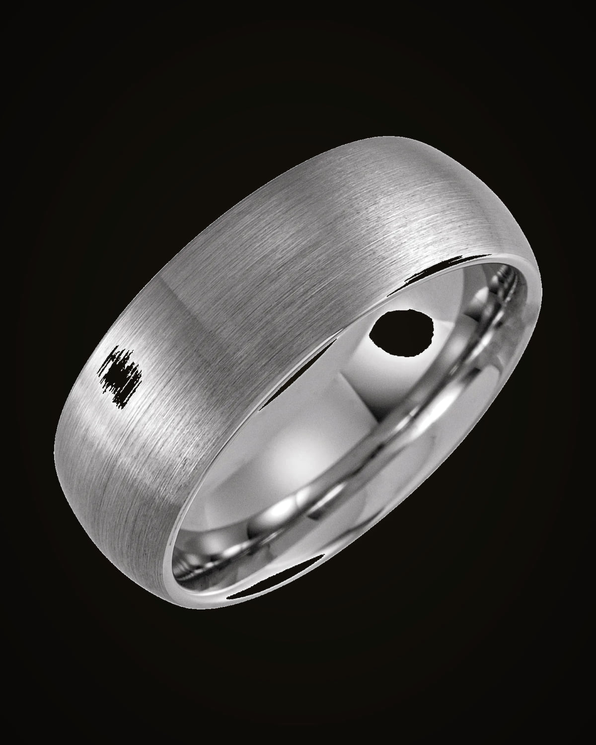 Comfort-Fit Half Round Band With Satin Finish — Tungsten · 8 mm · Size 14