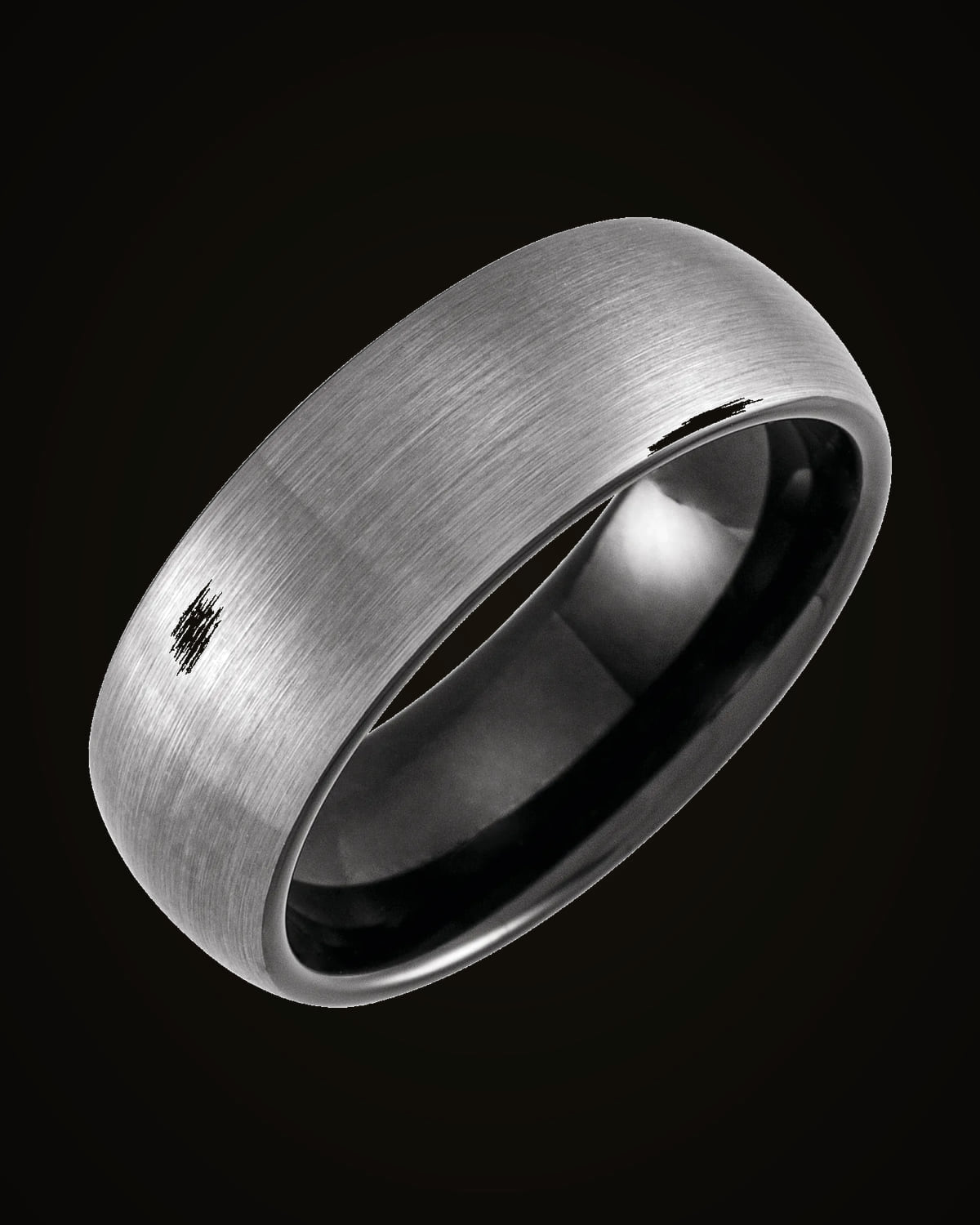 Comfort-Fit Half Round Band With Satin Finish — Black PVD Tungsten · 8 mm · Size 9.5