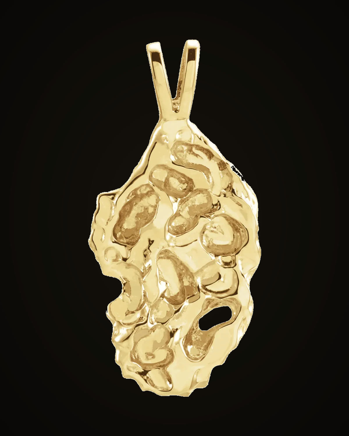Nugget Pendant — Rhodium-Plated on 14K Yellow Gold