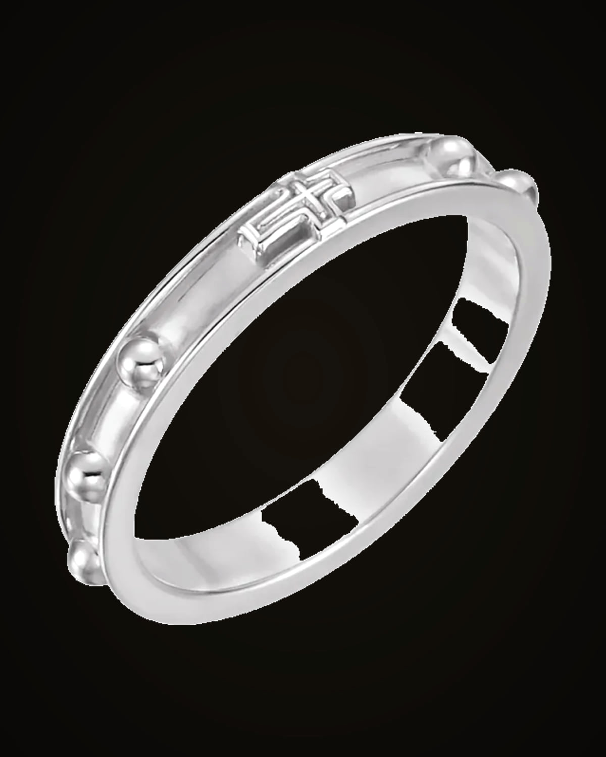 Rosary Ring With Raised Borders — Sterling Silver · 3.2 mm · Size 10