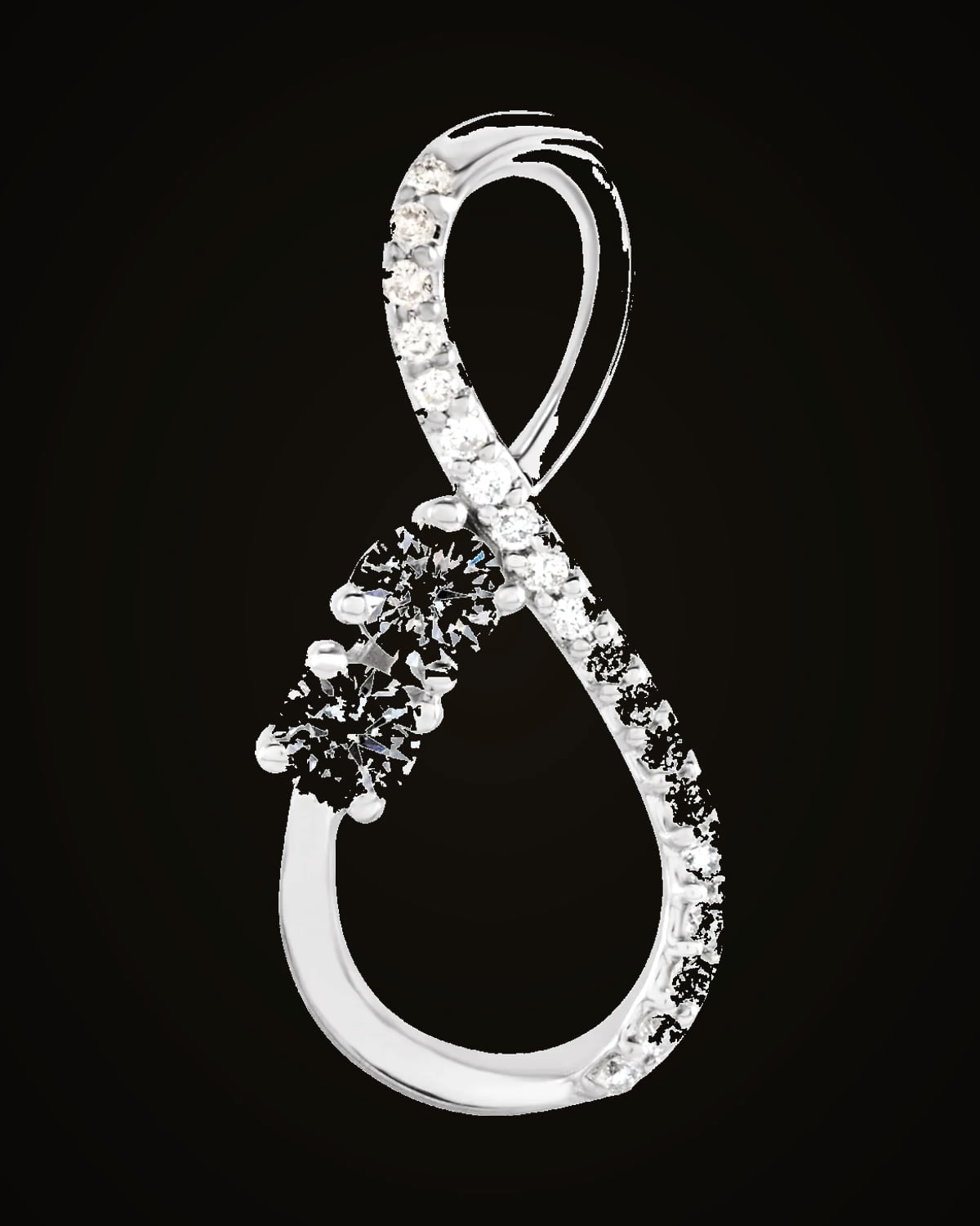 1/5 CTW Natural Diamond Infinity-Inspired Pendant — Rhodium-Plated on 14K White Gold