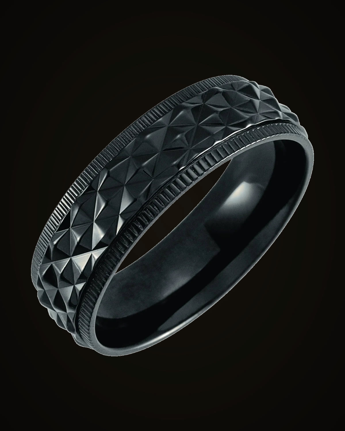 Patterned Edge Band — Titanium · 7 mm · Size 13