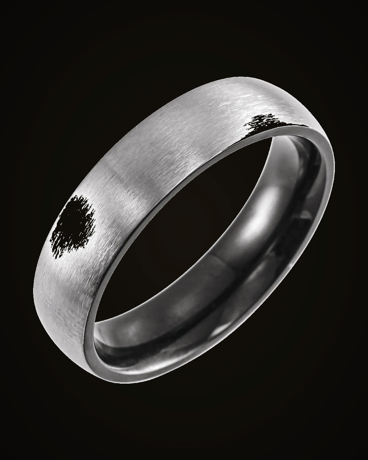 Comfort-Fit Half Round Band With Satin Finish And Black Pvd — Black PVD Titanium · 6 mm · Size 11