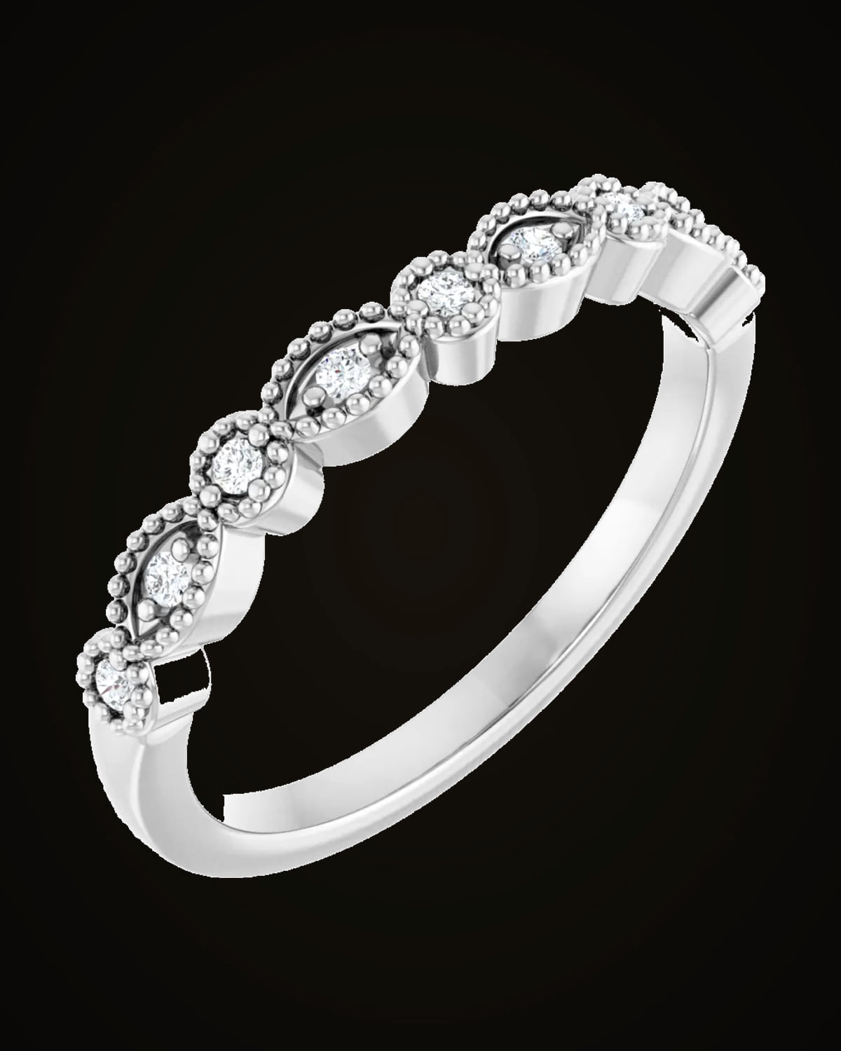 0.08 CTW Natural Diamond Vintage-Inspired Matching Band — Rhodium-Plated on 14K White Gold · 2 mm · I1 · G-H