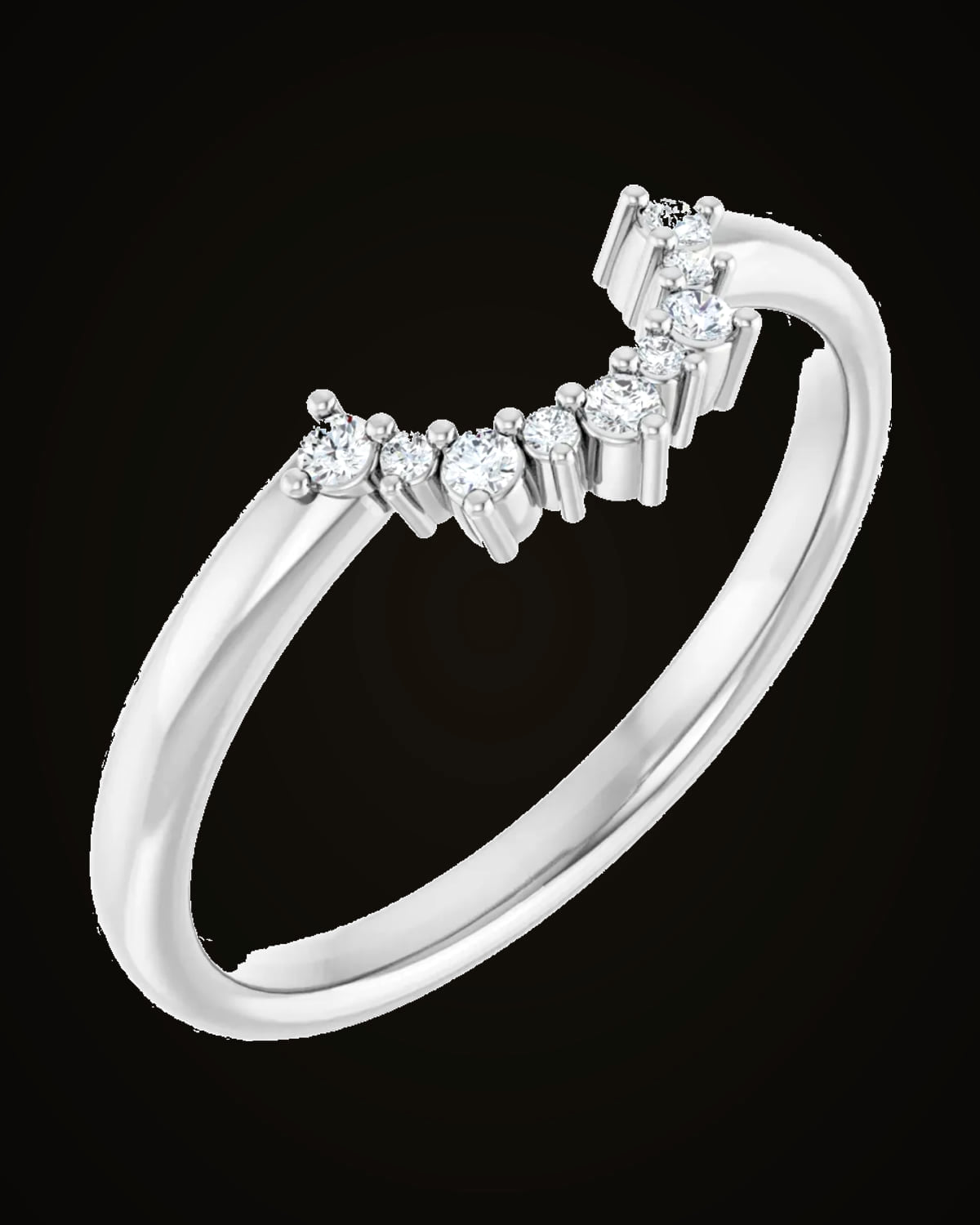 0.08 CTW Lab-Grown Diamond Contour Band — Rhodium-Plated on 14K White Gold · 2.2 mm · VS · F+
