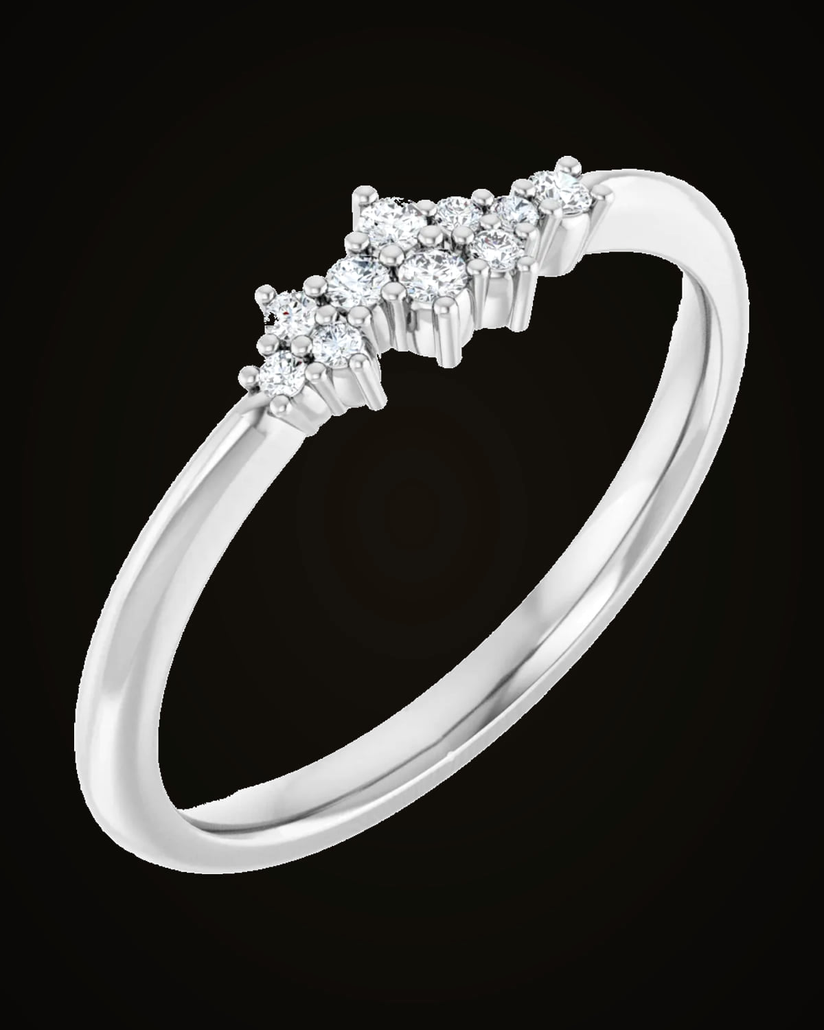 0.08 CTW Natural Diamond Stackable Cluster Ring — Rhodium-Plated on 14K White Gold · 2 mm · I1 · G-H