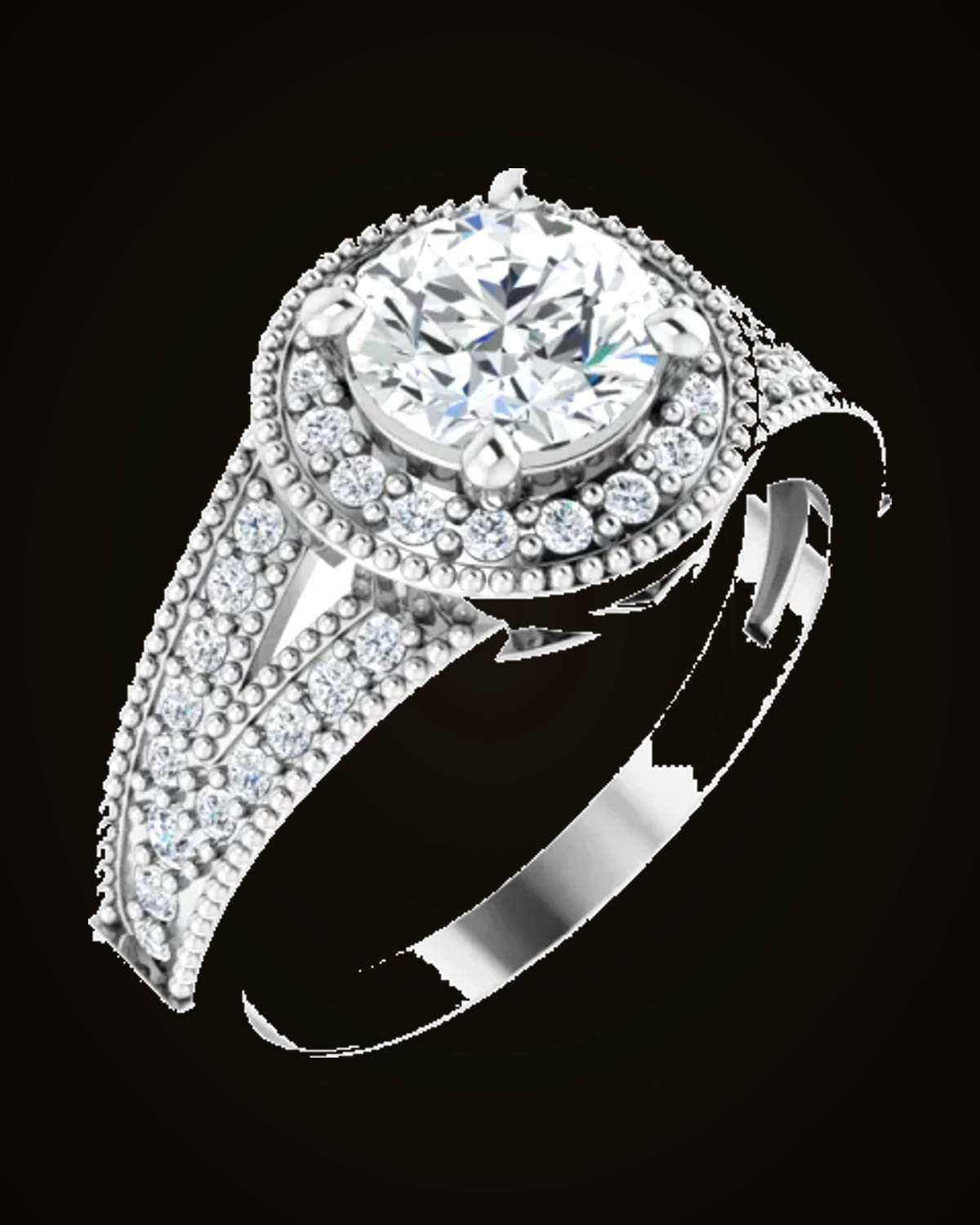 Imitation White Cubic Zirconia Halo-Style Ring — Rhodium-Plated on Sterling Silver · 1.21 mm · 6.5 mm · Imitation Cubic Zirconia · Size 7
