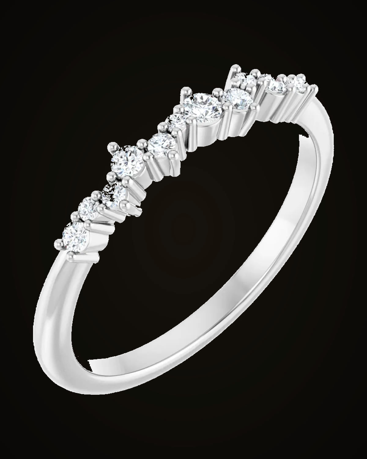 1/6 CTW Natural Diamond Stackable Ring — Rhodium-Plated on 14K White Gold · 1.8 mm · 1/8 CTW · SI2-SI3