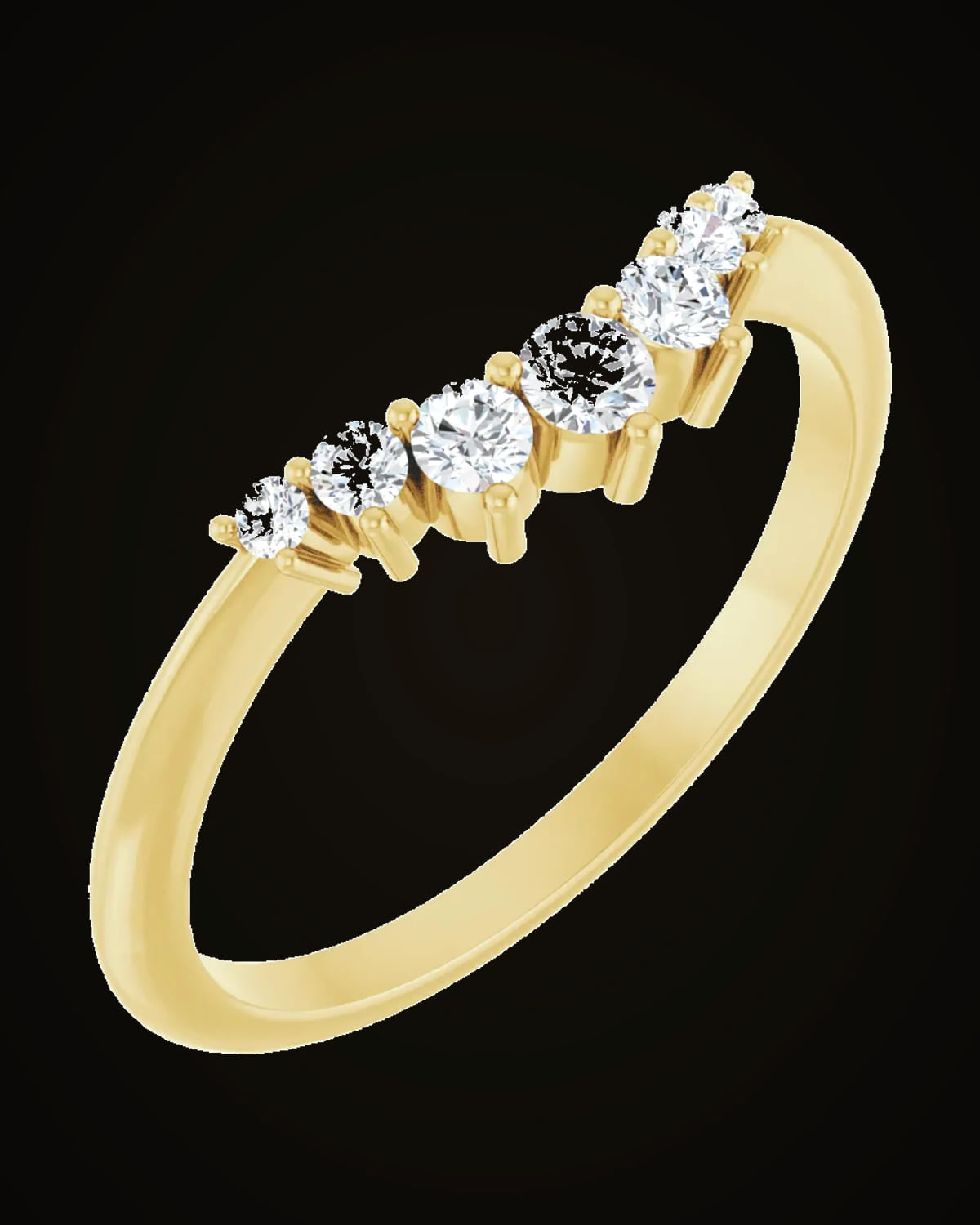 1/8 CTW Lab-Grown Diamond Contour Band — 14K Yellow Gold · 1.6 mm · VS · F+ · Size 7