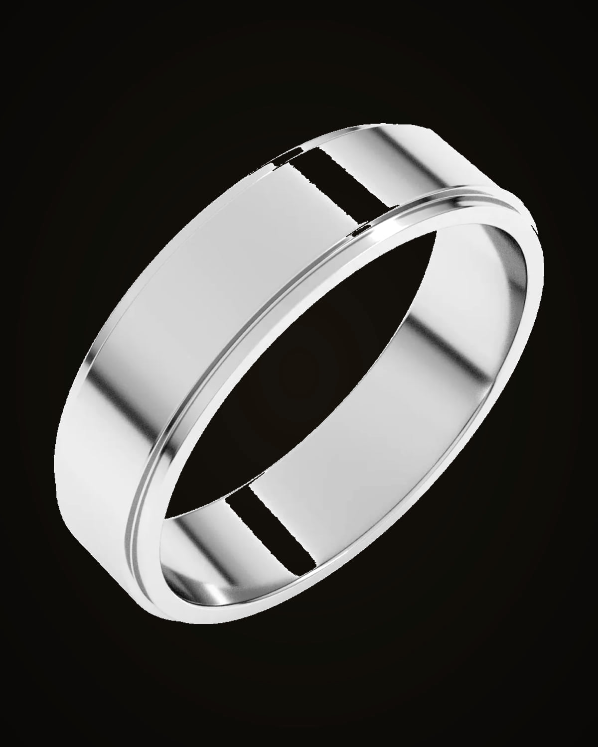 Standard Weight Stepped Edge Standard Fit Flat Band — Sterling Silver · 5 mm · Size 11
