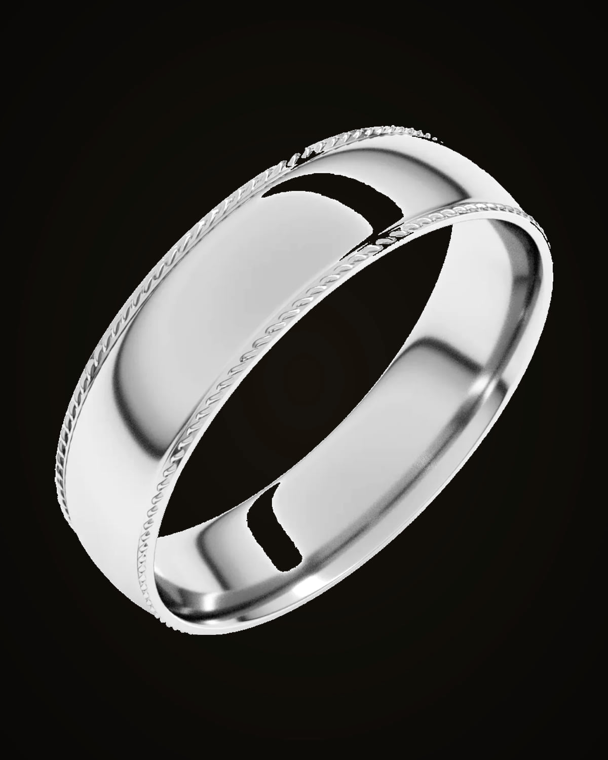 Rope Half Round Comfort Fit Band — Sterling Silver · 5 mm · Size 11