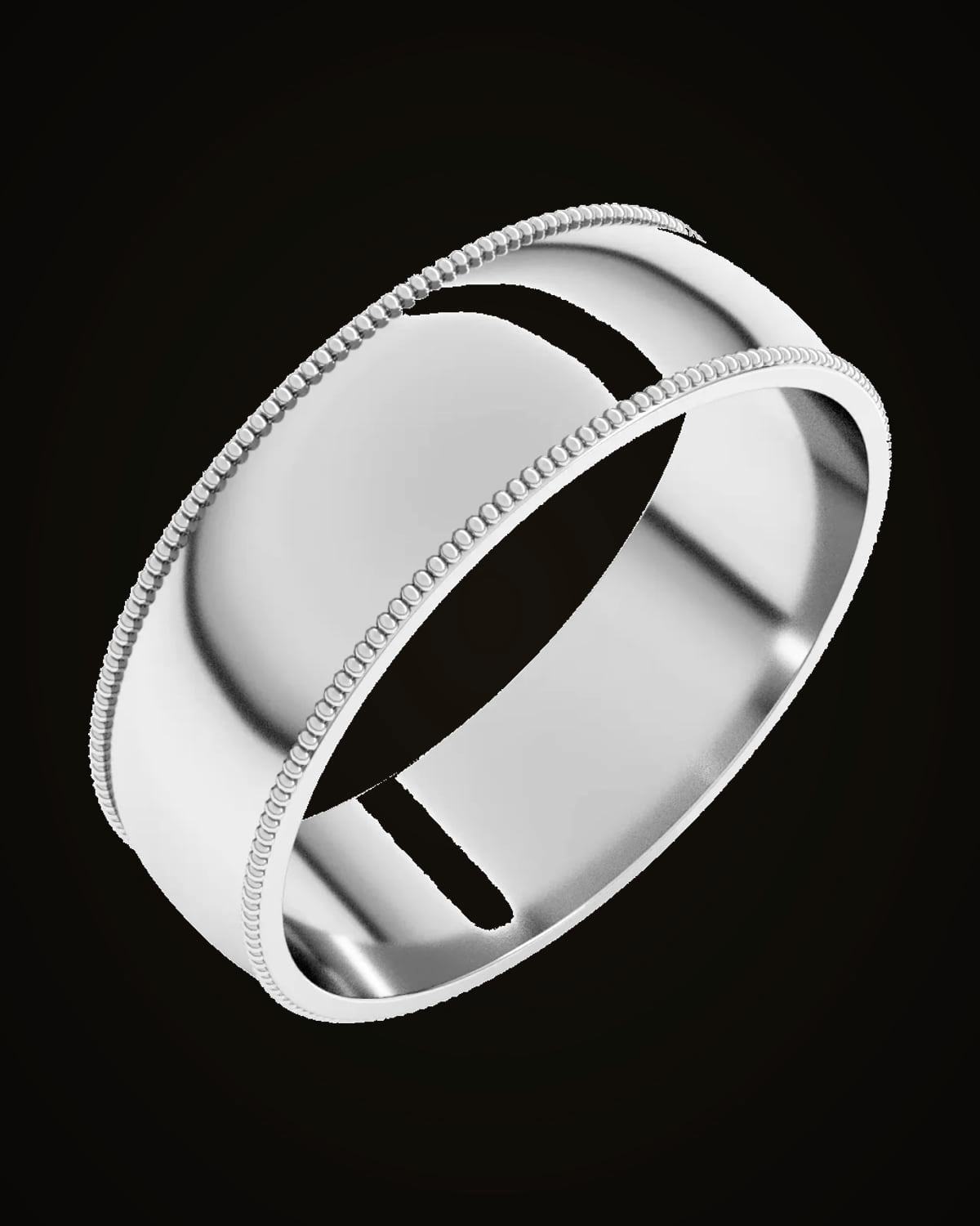 Milgrain Half Round Comfort Fit Light Band — Sterling Silver · 6 mm · Size 10